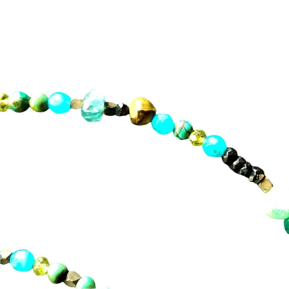 Turquoise Precious beaded necklace peridot black onyx necklace blue agate .925 - Picture 9 of 16